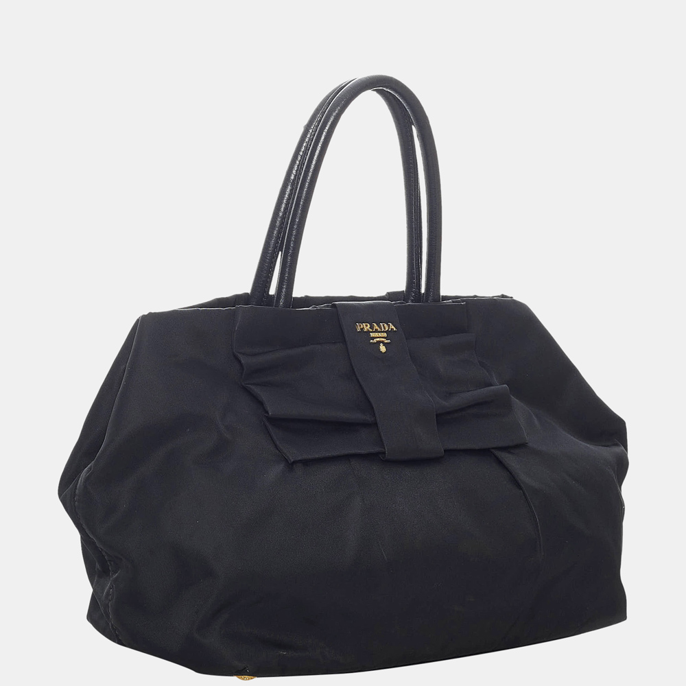 

Prada Black Fiocco Bow Tessuto Tote Bag