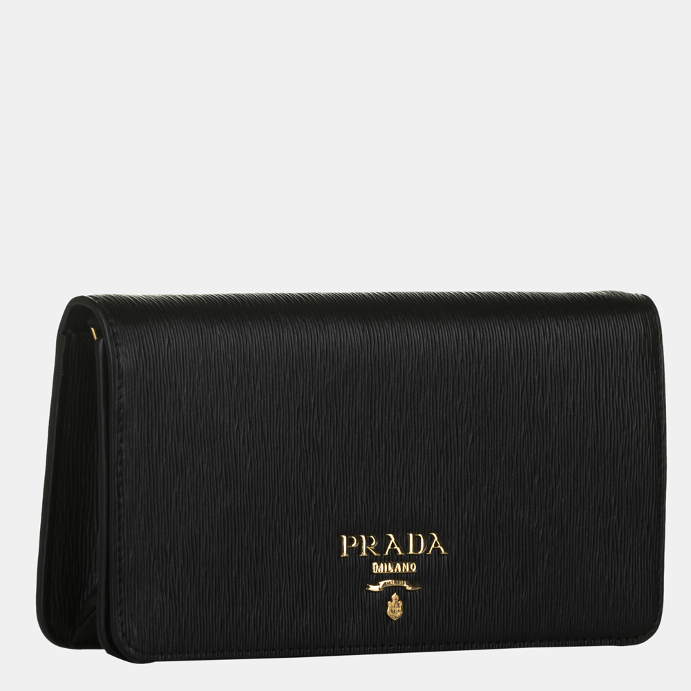 

Prada Black/Gold Saffiano Leather Wallet on Chain