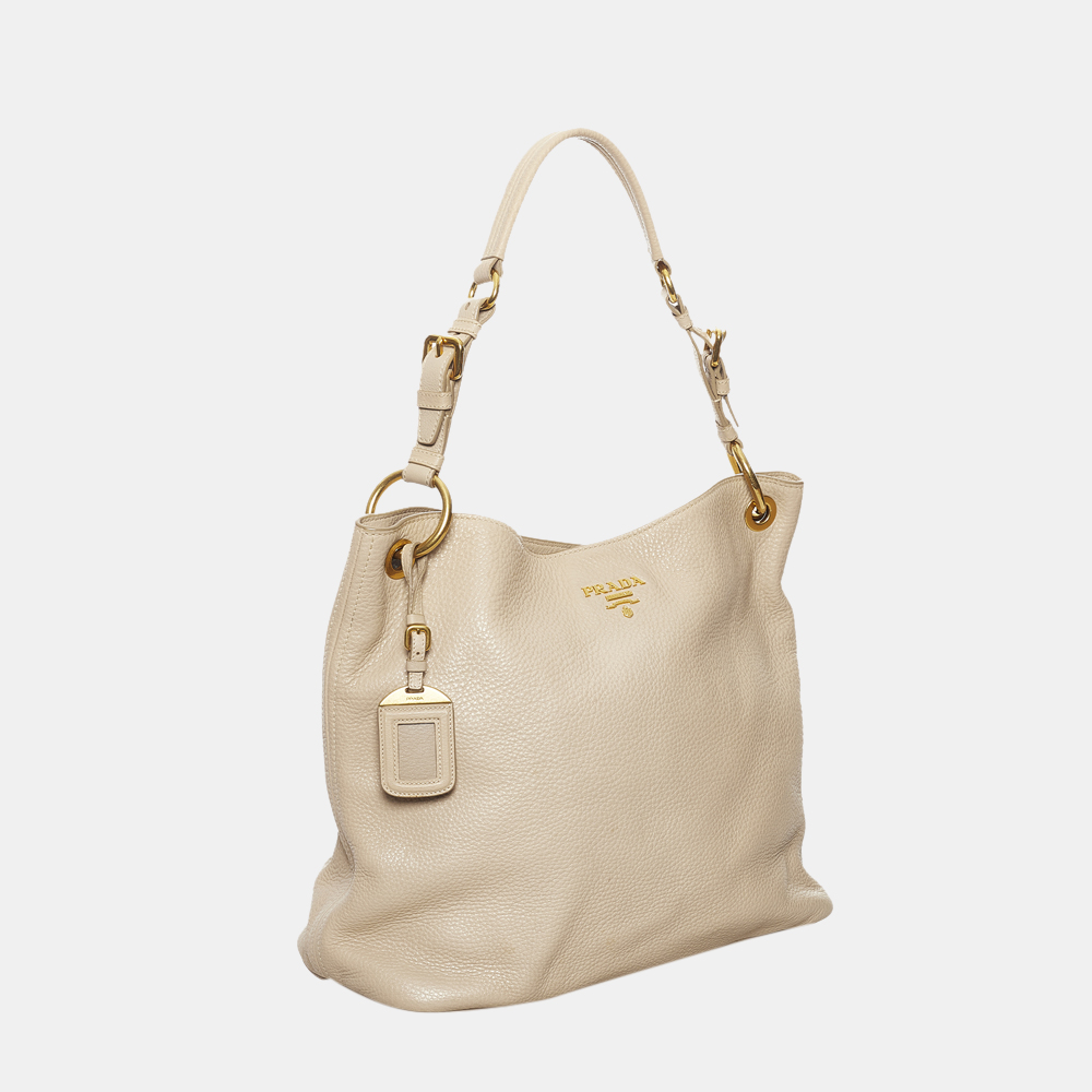 

Prada Beige/White Leather Shoulder Bag