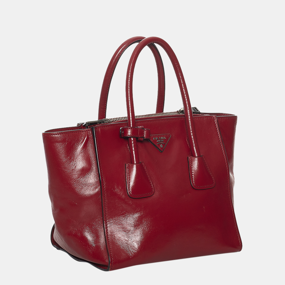 

Prada Red Twin Pocket Leather Handbag