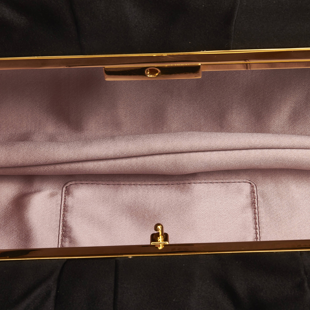 

Prada Black Pleated Satin Clutch Bag