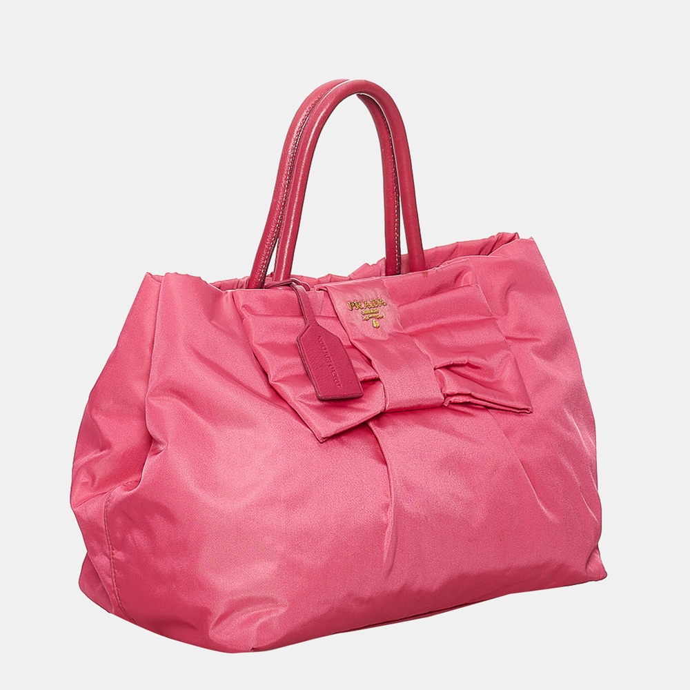 

Prada Pink Fiocco Bow Tessuto Tote Bag