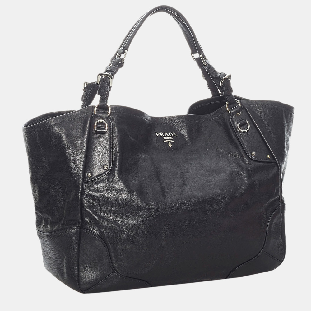 

Prada Black Vitello Daino Tote Bag