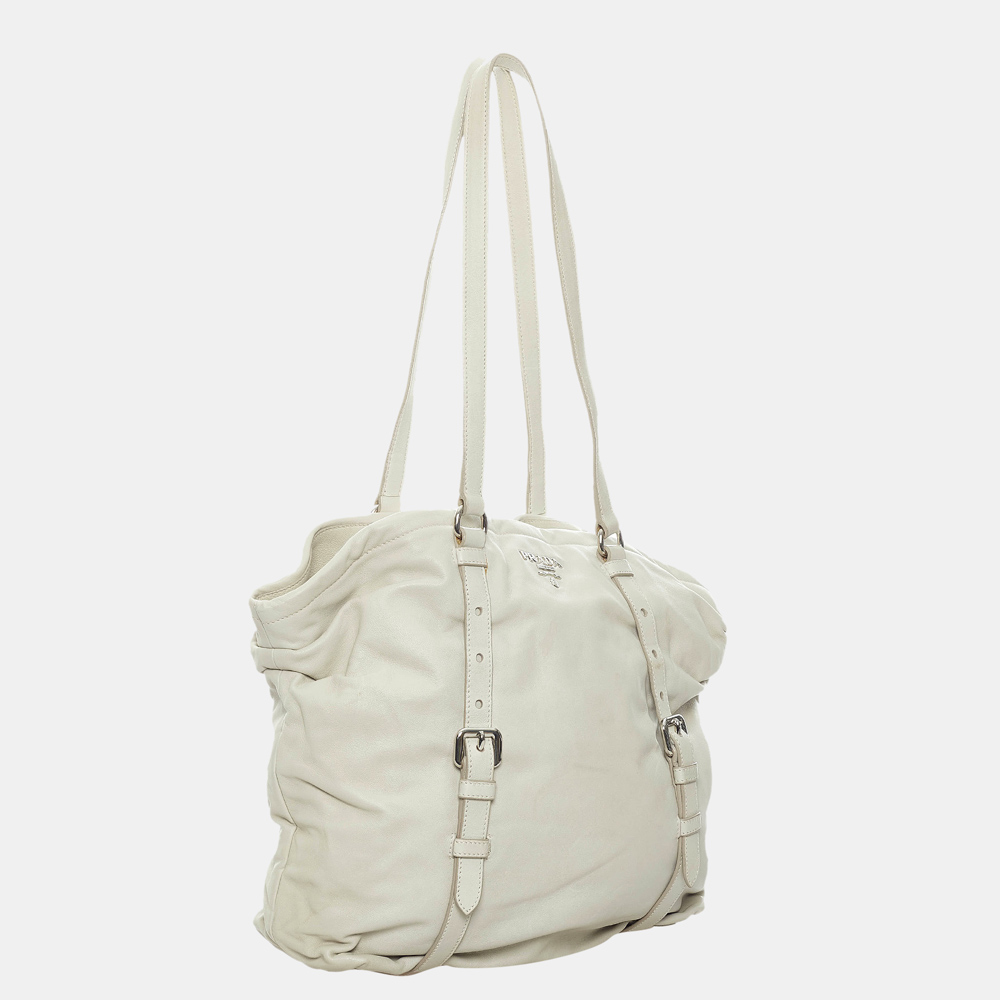 

Prada White Leather Tote Bag