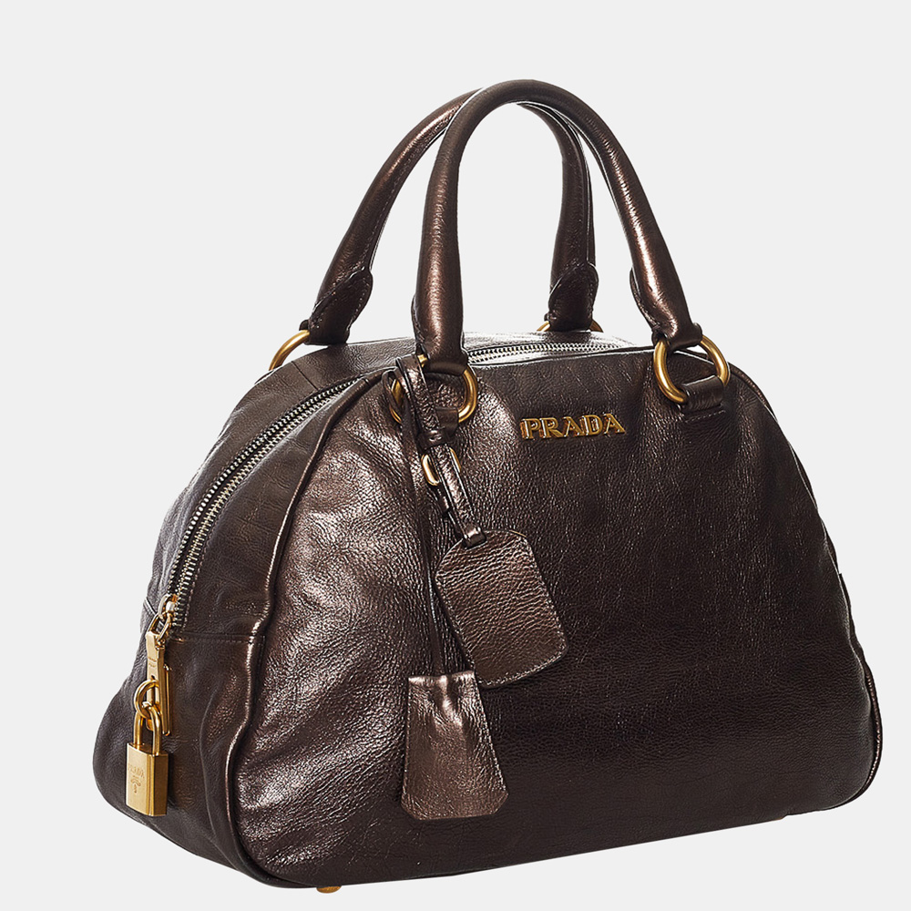 

Prada Brown Vitello Daino Handbag