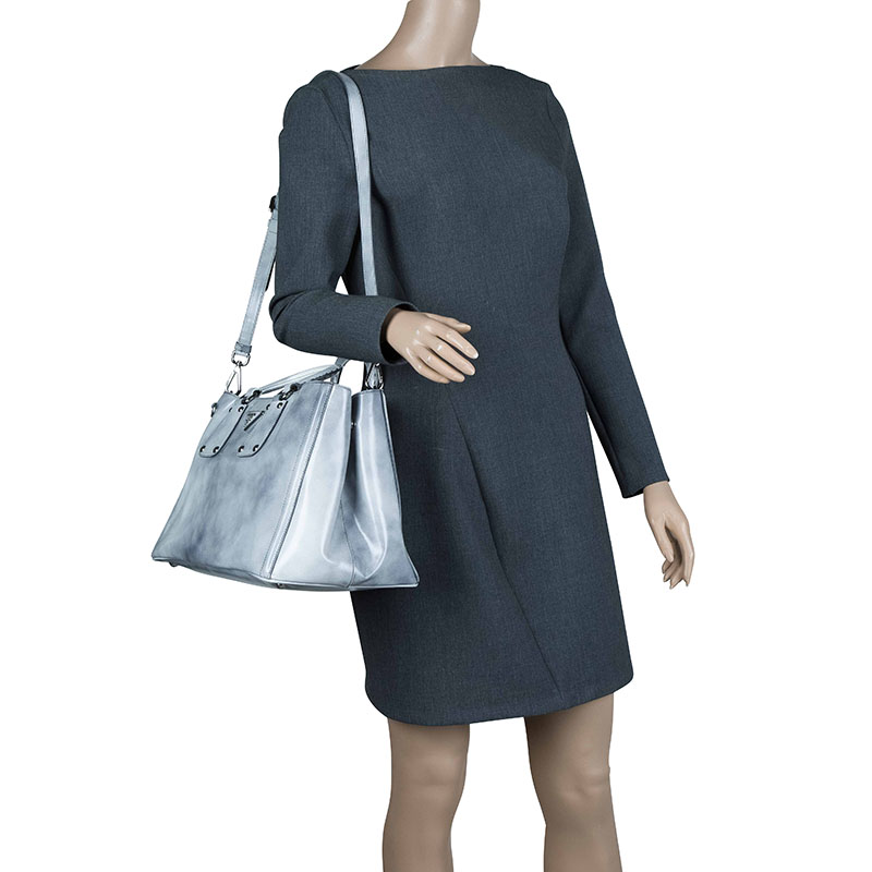 

Prada Grey Spazzolato Leather Shopping Tote
