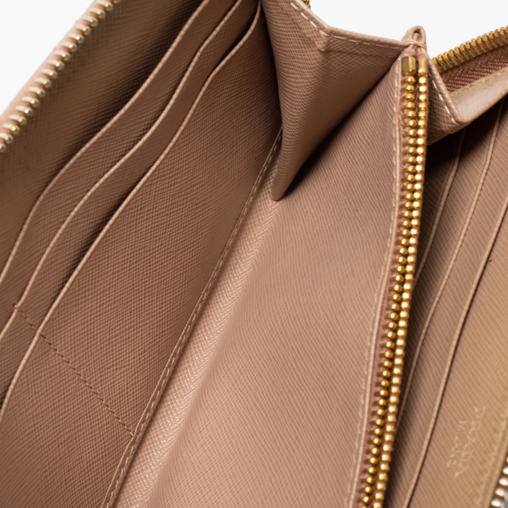 

Prada Beige Saffiano Leather Zip Around Wallet