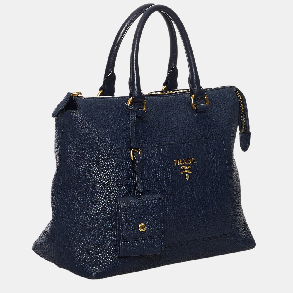 

Prada Blue Vitello Daino Satchel