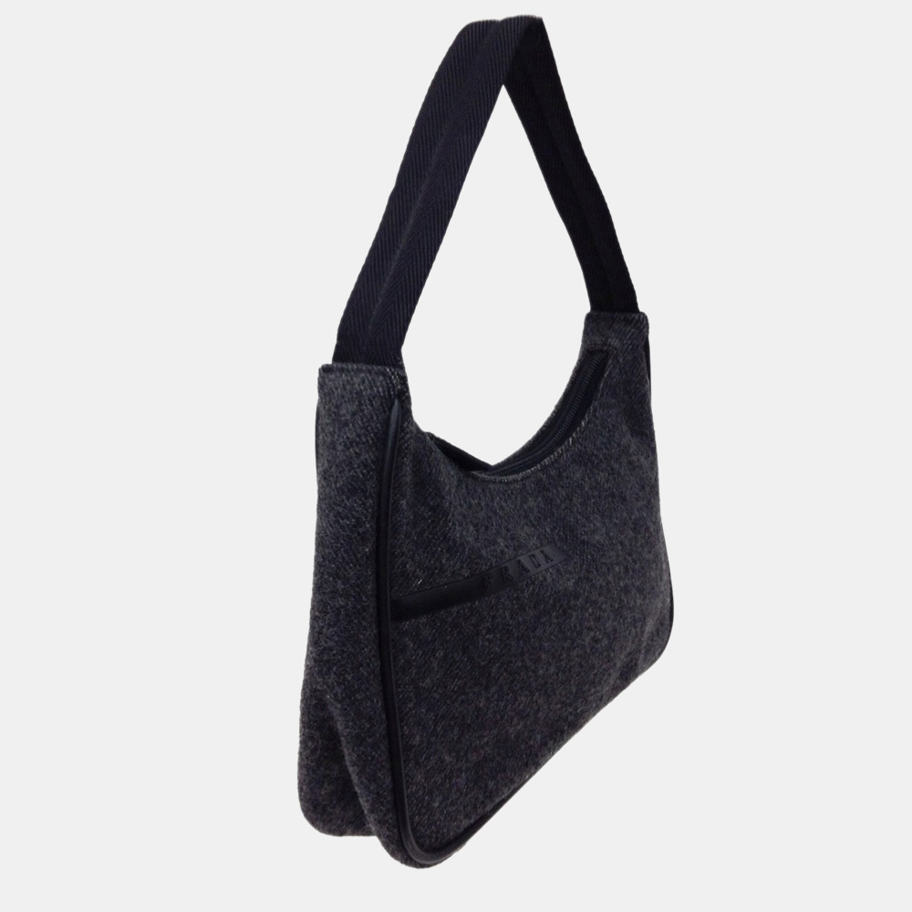 

Prada Black Sports Wool Baguette