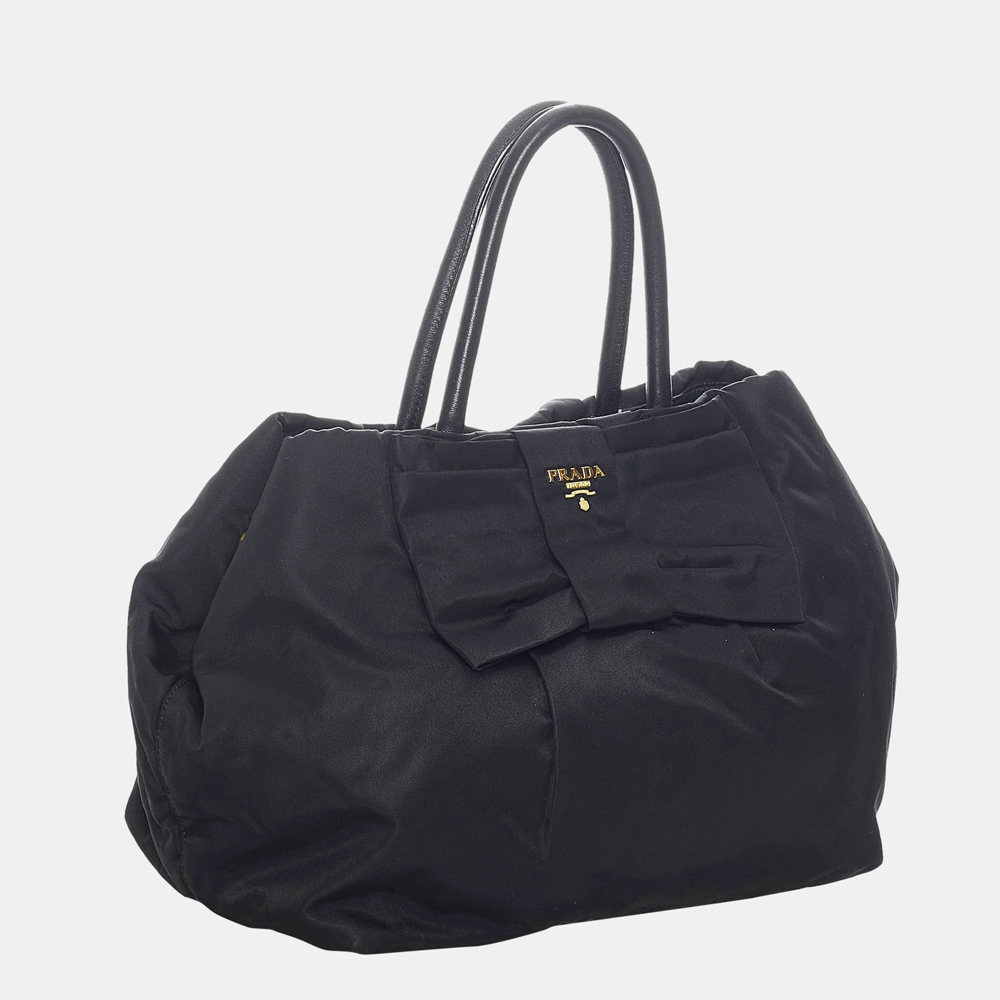 

Prada Black Fiocco Bow Tessuto Tote Bag