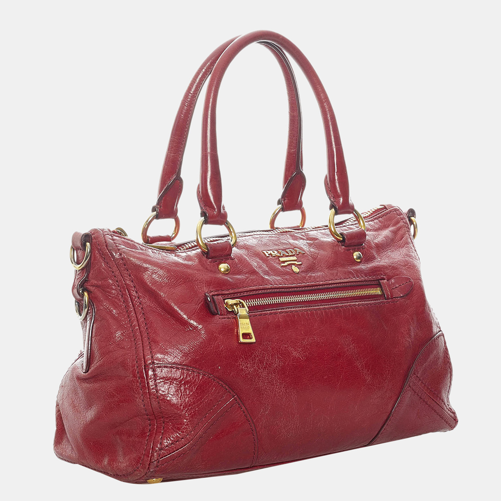 

Prada Red Vitello Shine Satchel