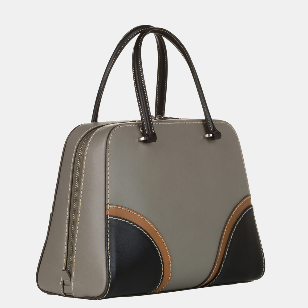 

Prada Grey/Multi Color Leather Satchel