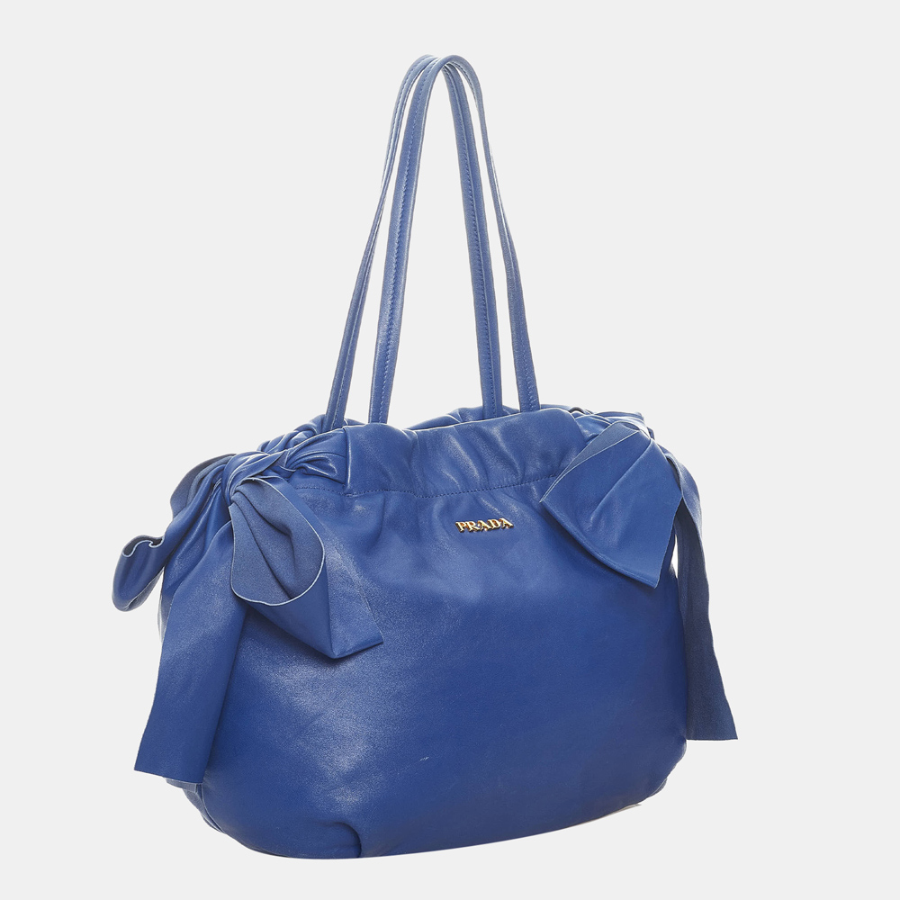 

Prada Blue Leather Bow Satchel