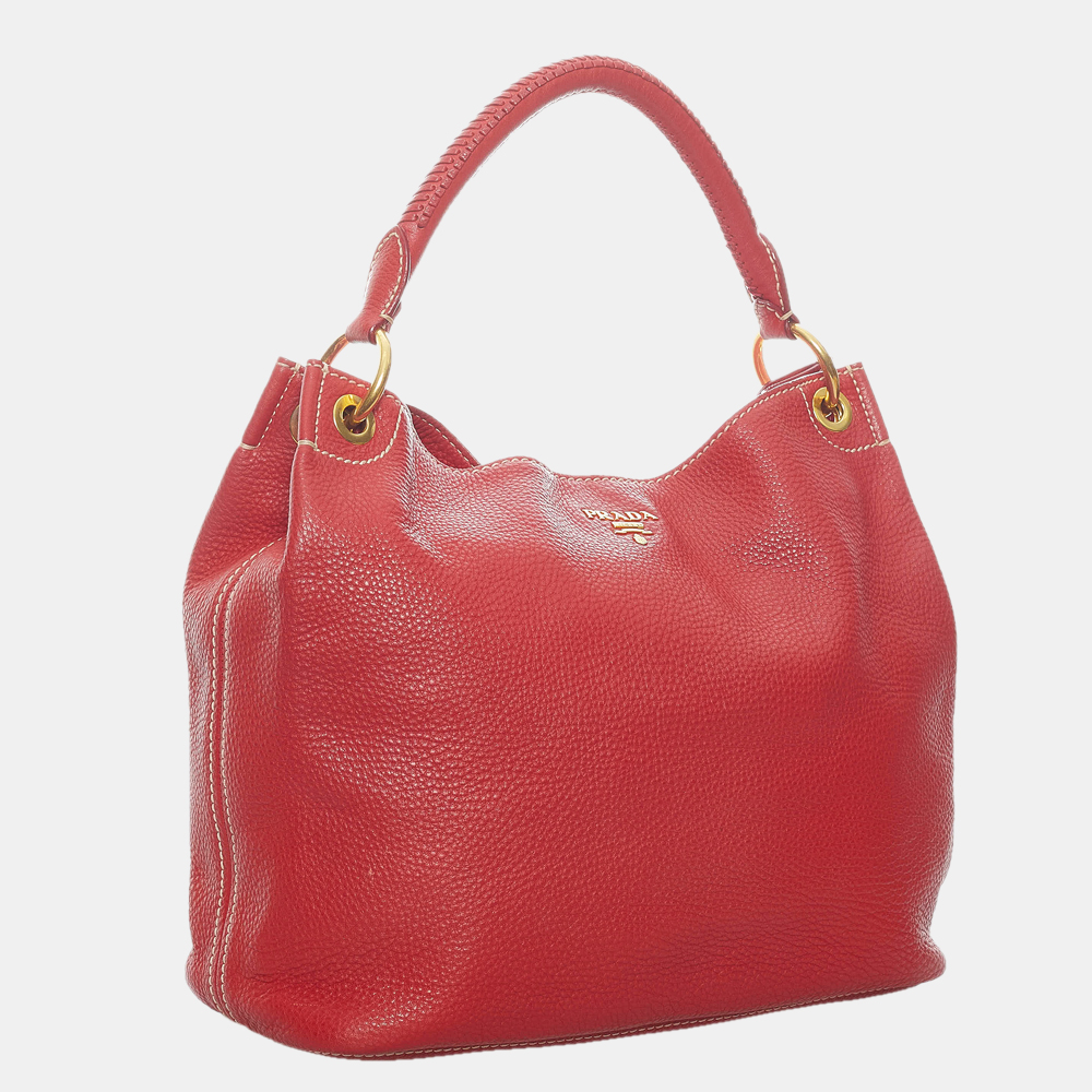 

Prada Red Vitello Daino Shoulder Bag