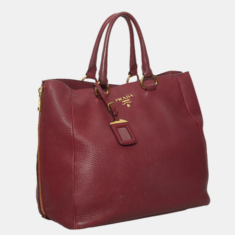 

Prada Red Vitello Daino Tote