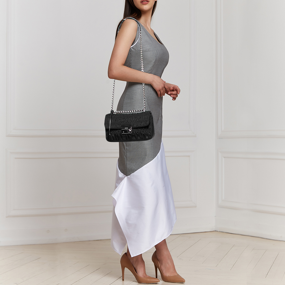 

Prada Black Tessuto Gaufre Nylon Flap Chain Shoulder Bag