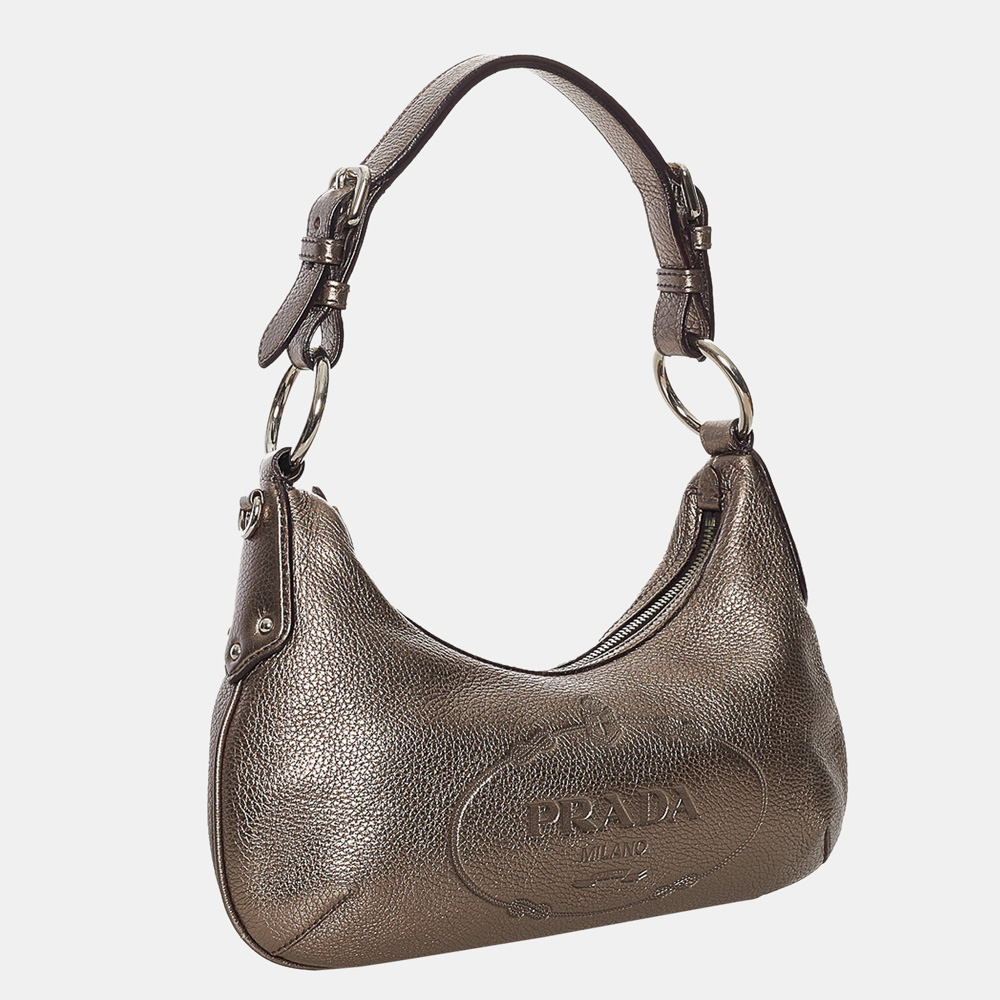 

Prada Brown/Bronze Vitello Daino Canapa Logo Shoulder Bag