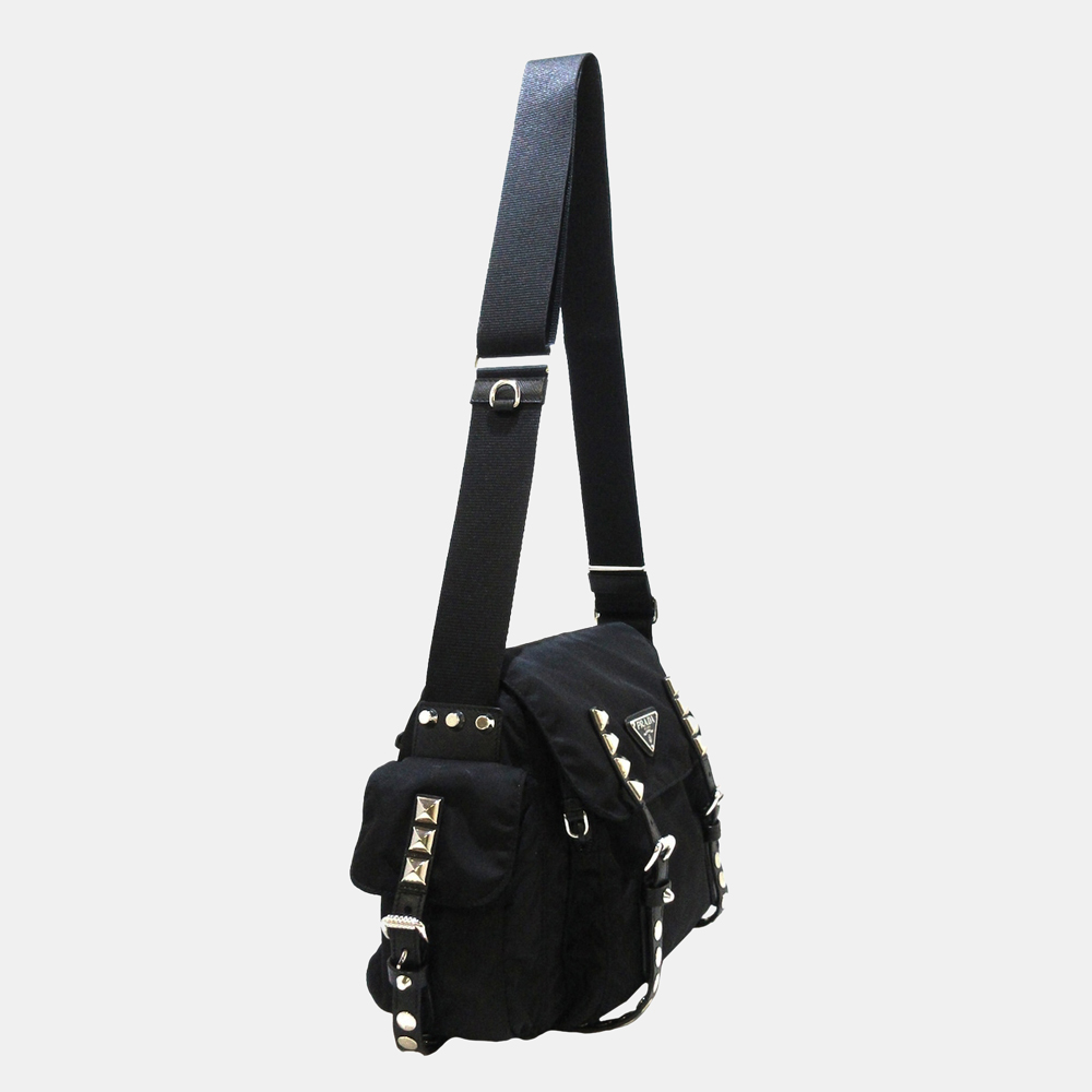 

Prada Black Studded New Vela Crossbody Bag