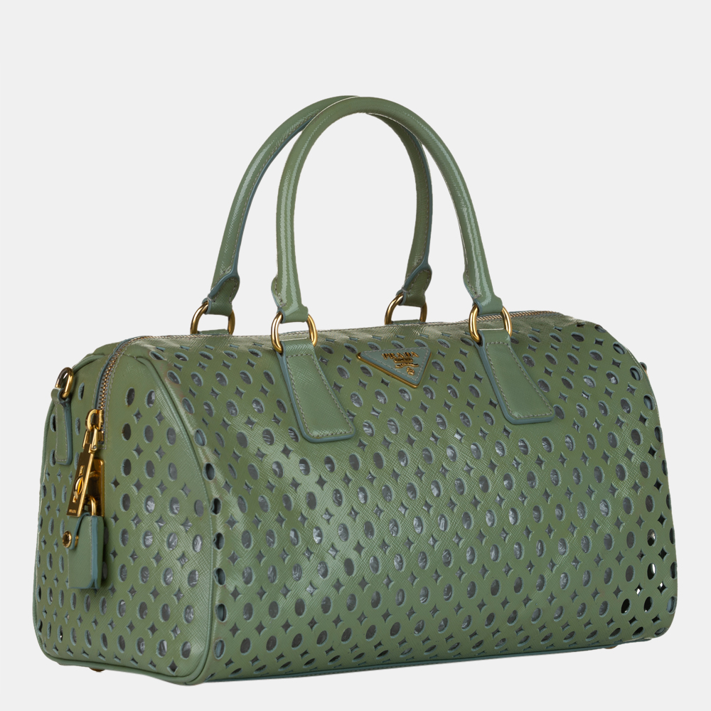 

Prada Green Saffiano Fori Satchel