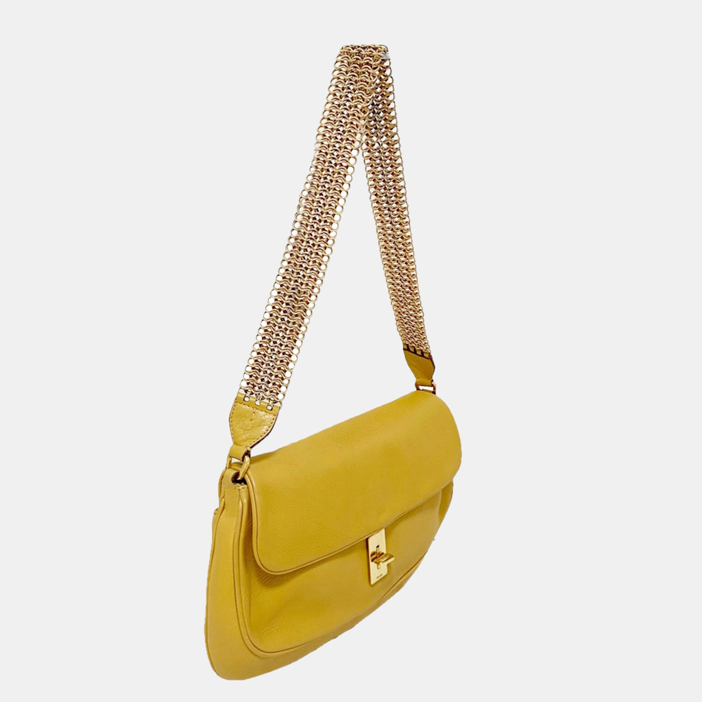 

Prada Yellow Leather Chain Shoulder Bag