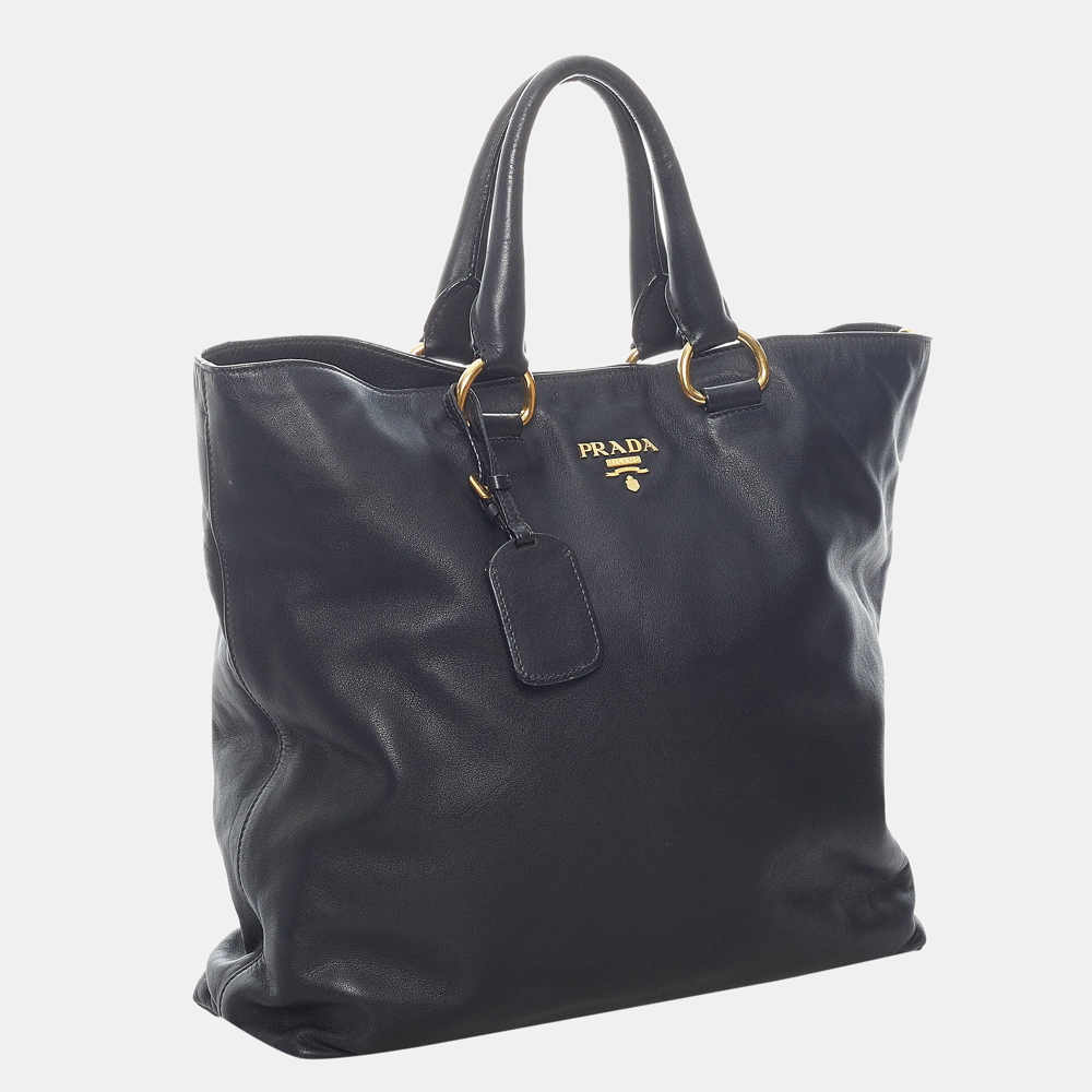 

Prada Black Vitello Daino Tote Bag