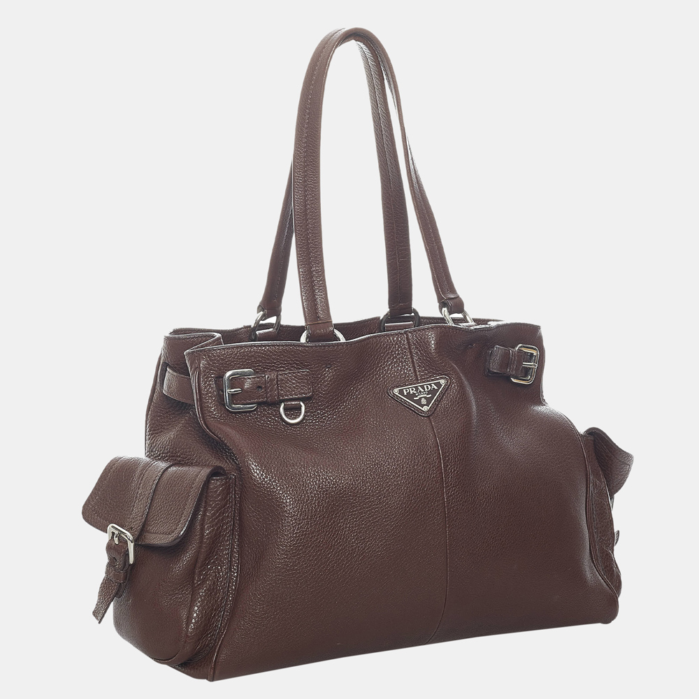 

Prada Brown Vitello Daino Tote Bag