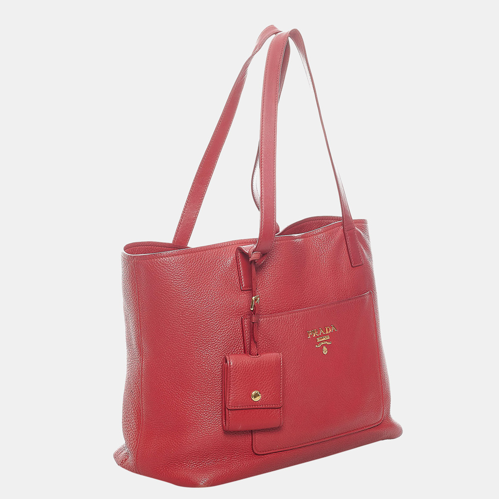 

Prada Red Leather Tote Bag