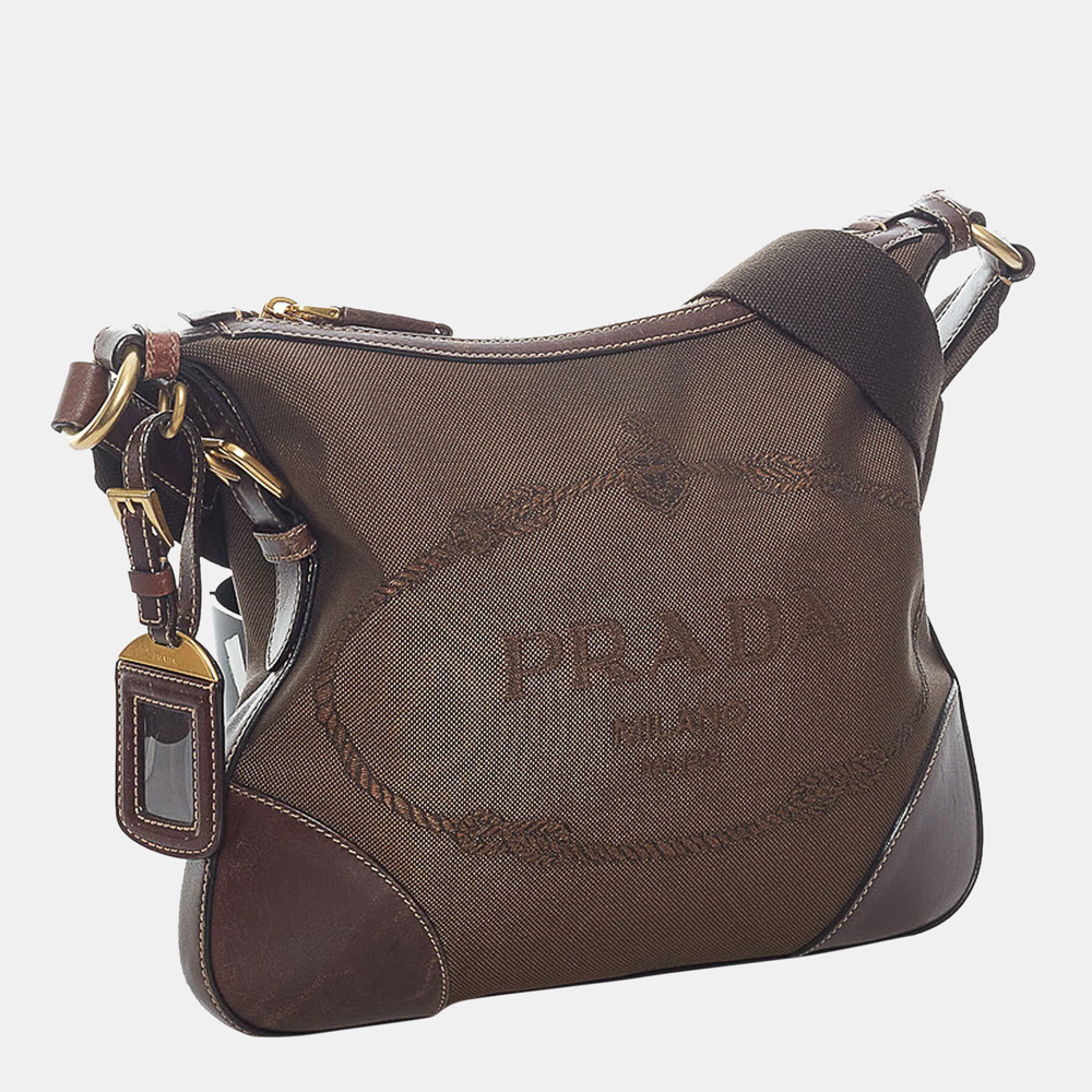 

Prada Brown Canapa Logo Crossbody Bag
