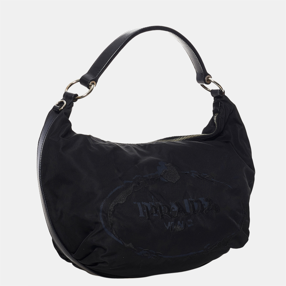 

Prada Black Canapa Logo Tessuto Handbag