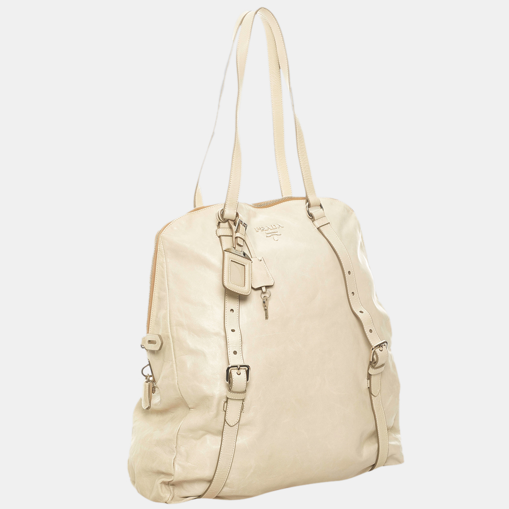 

Prada White Leather Shoulder Bag