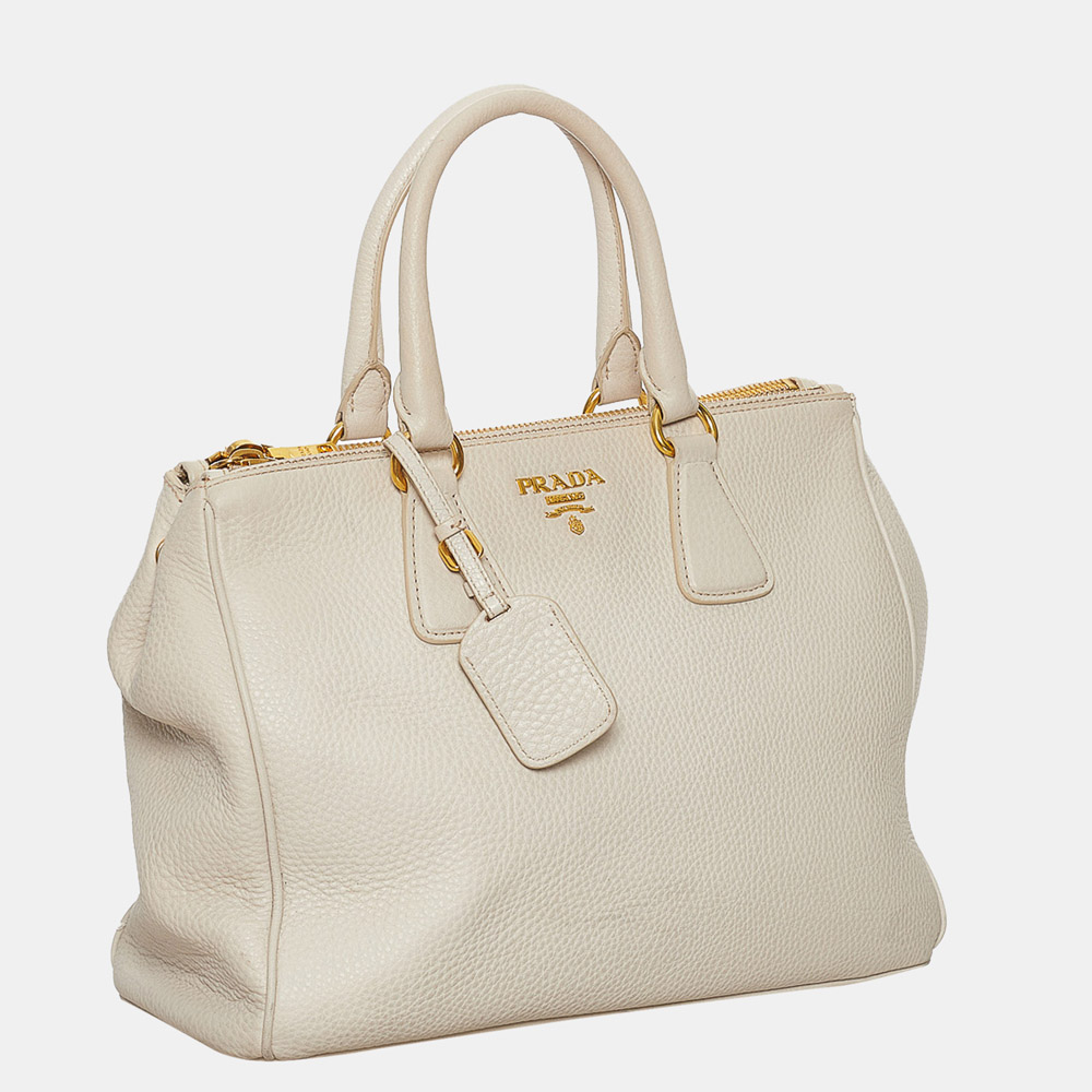 

Prada White Vitello Daino Satchel