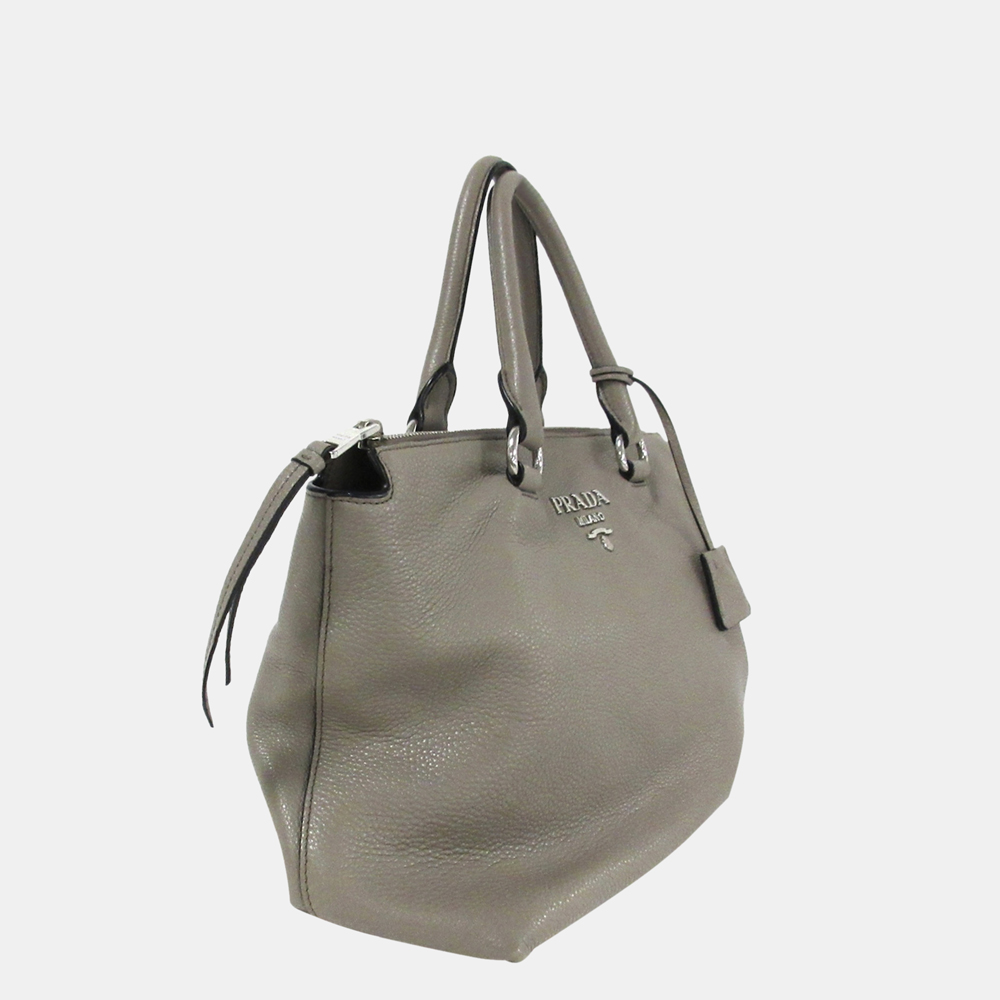 

Prada Grey Vitello Daino Satchel
