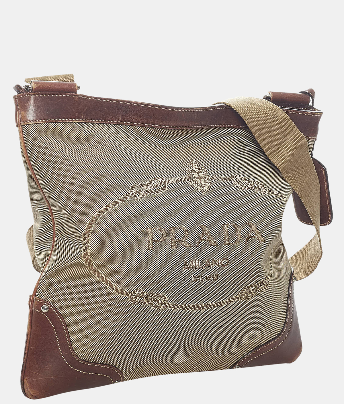 

Prada Brown Canapa Logo Canvas Crossbody Bag