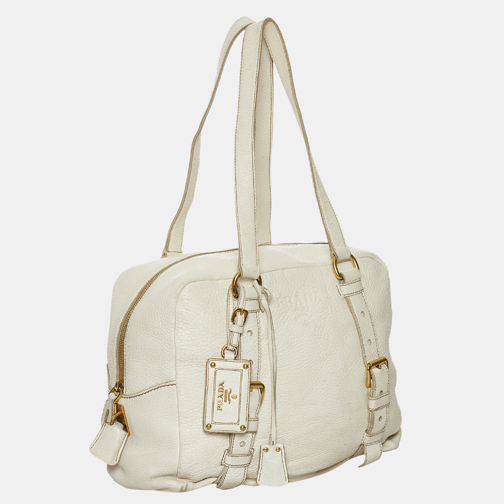 

Prada White Leather Shoulder Bag