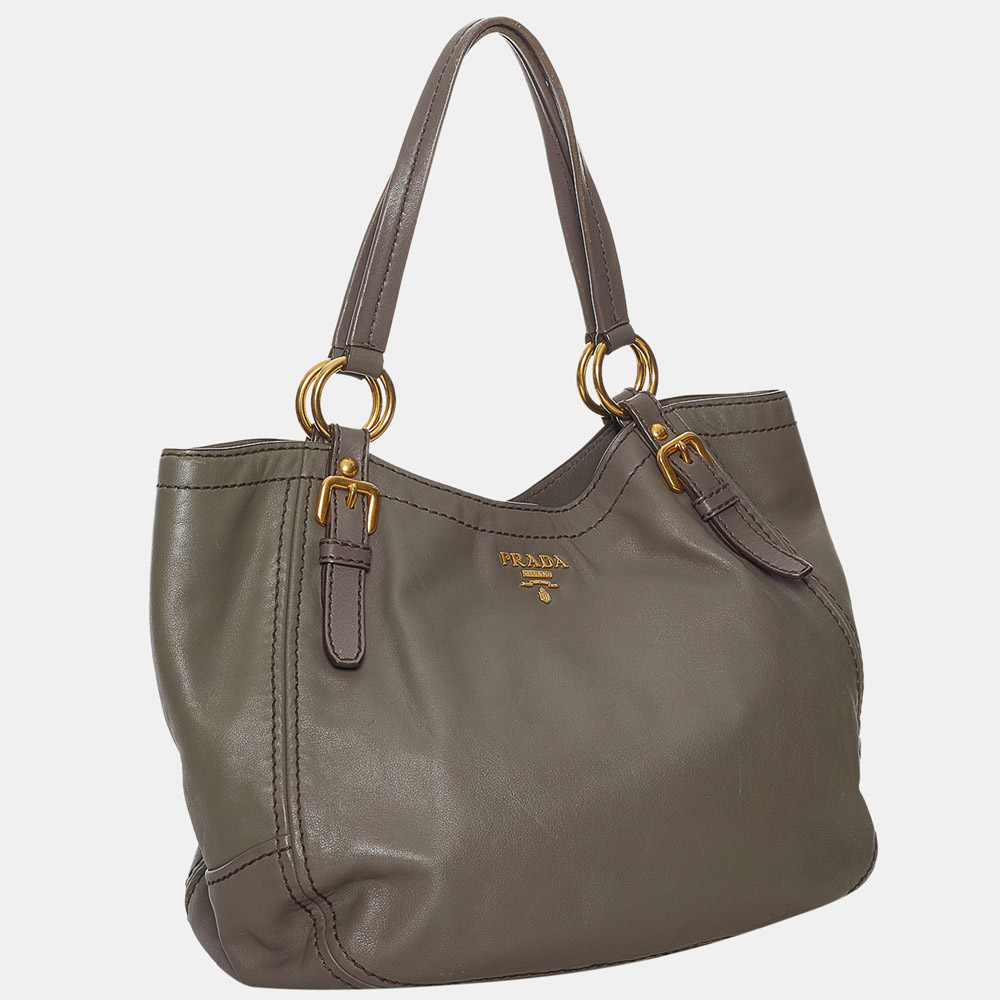 

Prada Grey Leather Tote Bag