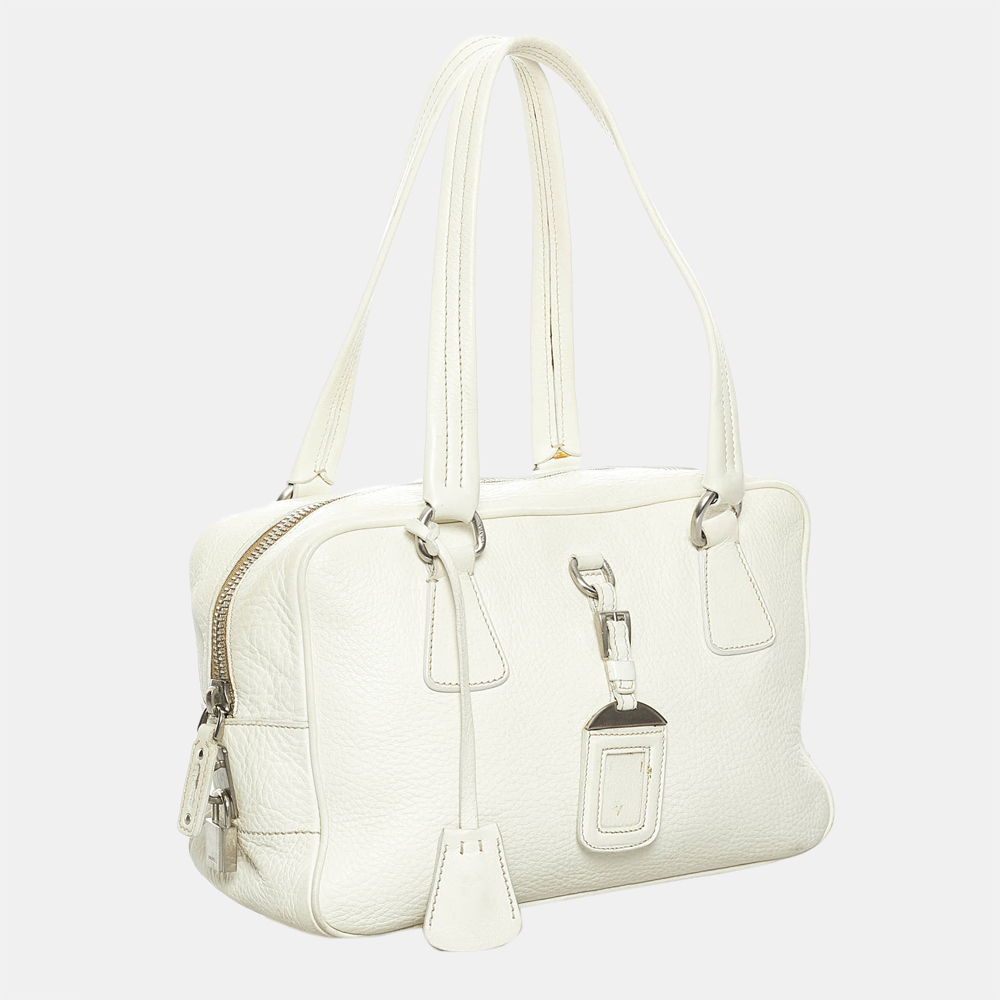 

Prada White Vitello Daino Handbag