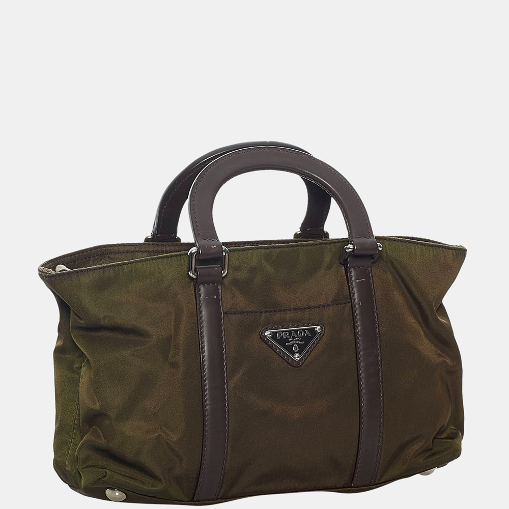 

Prada Brown/Green Tessuto Satchel
