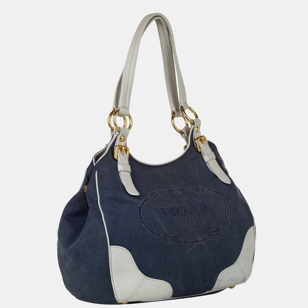 

Prada Blue Canvas Tote Bag