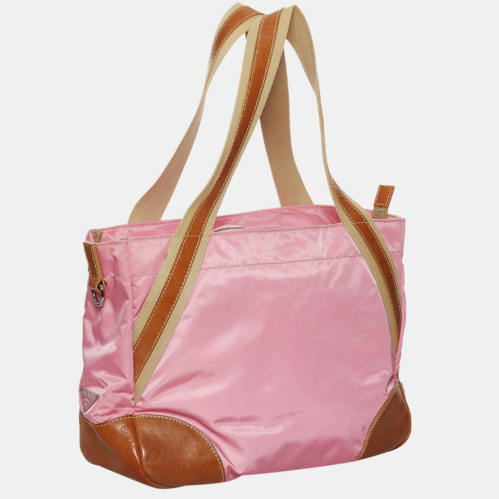 

Prada Brown/Pink Tessuto Tote Bag