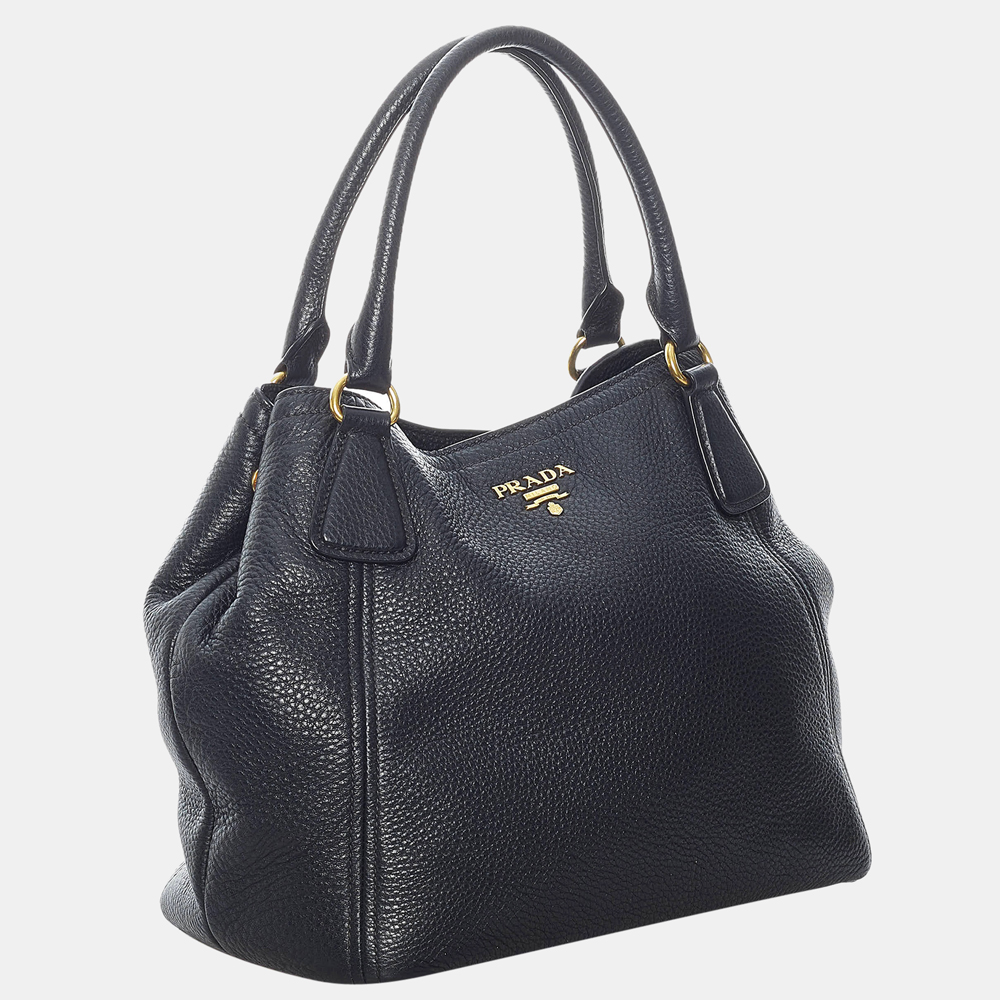 

Prada Black Vitello Daino Satchel