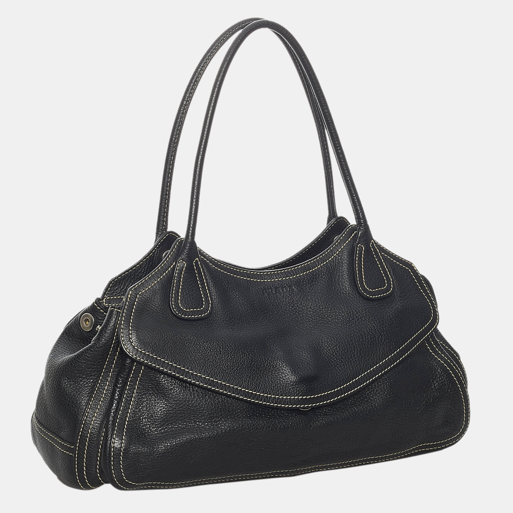 

Prada Black Leather Shoulder Bag