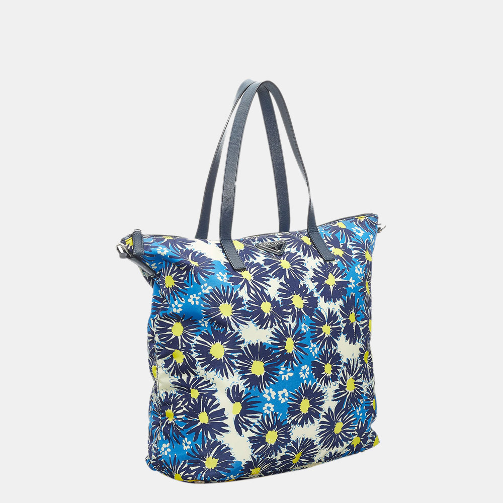 

Prada Blue/Yellow Tessuto Stampato Tote Bag