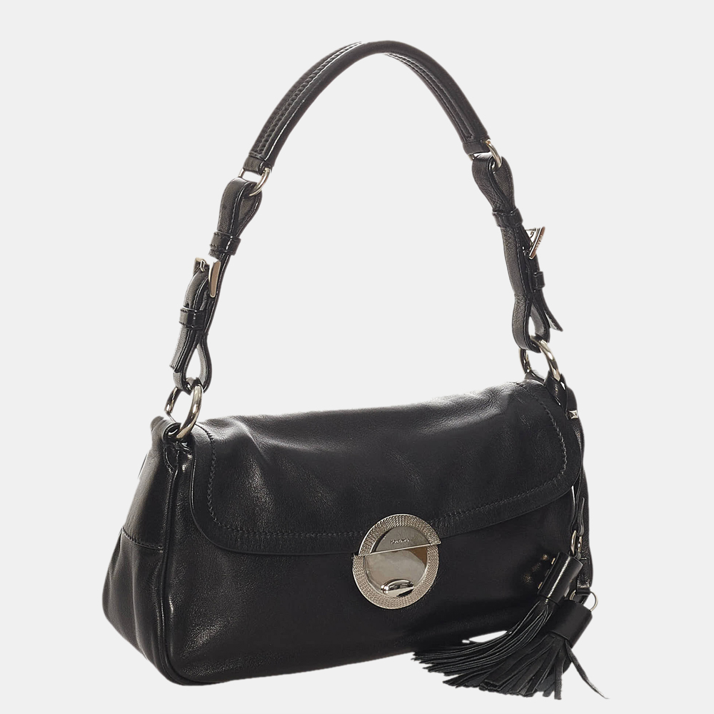 

Prada Black Leather Baguette