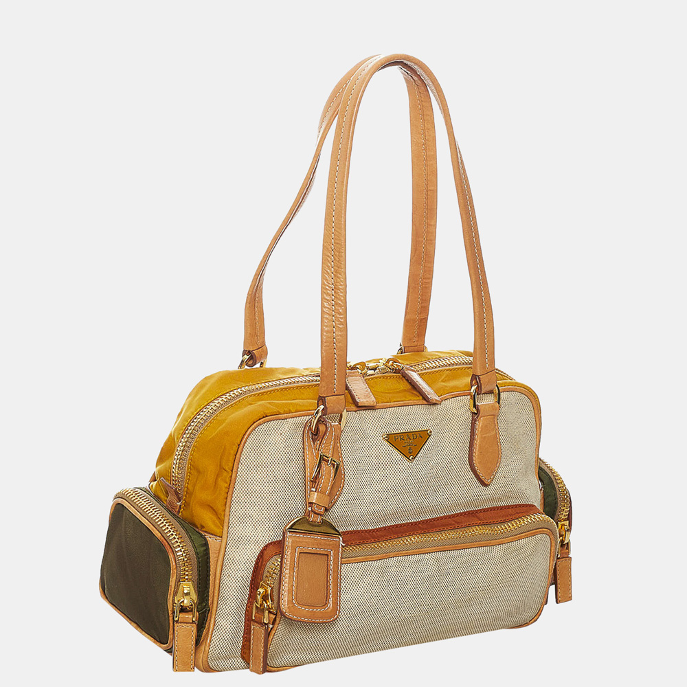 

Prada Beige/Brown Canvas Shoulder Bag