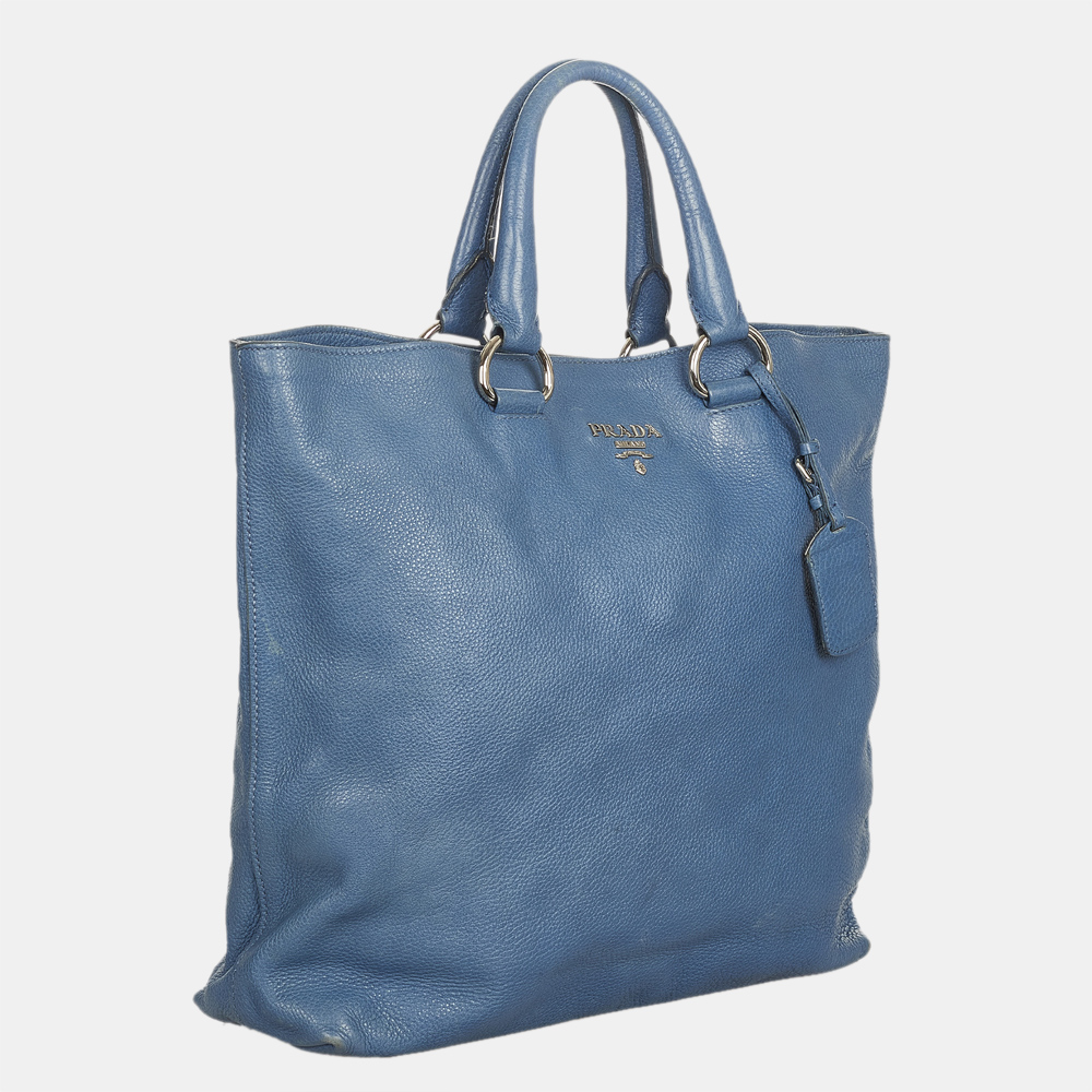 

Prada Blue Vitello Daino Tote Bag
