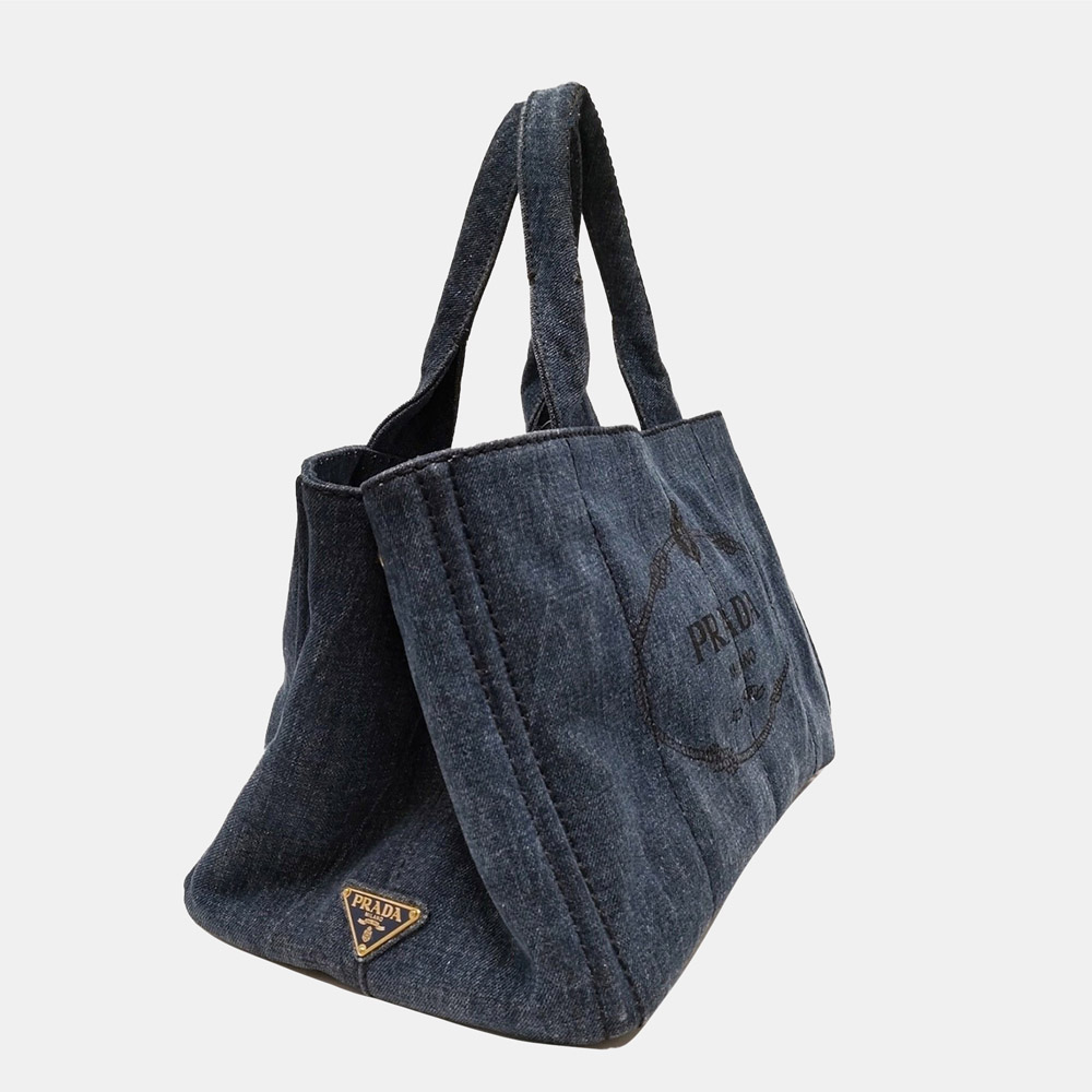 

Prada Blue/Navy Blue Canapa Logo Denim Handbag