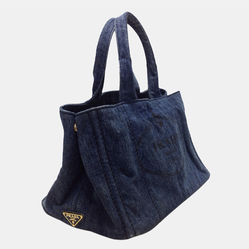 

Prada Blue Canapa Logo Handbag