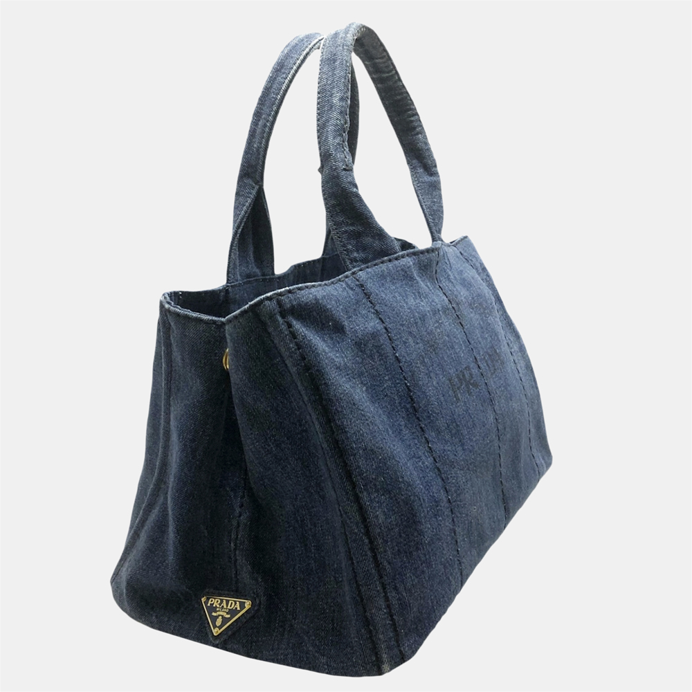 

Prada Blue Canapa Logo Handbag
