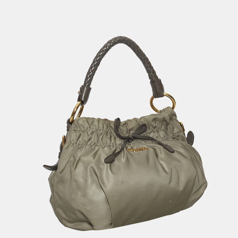 

Prada Brown/Green Tessuto Handbag