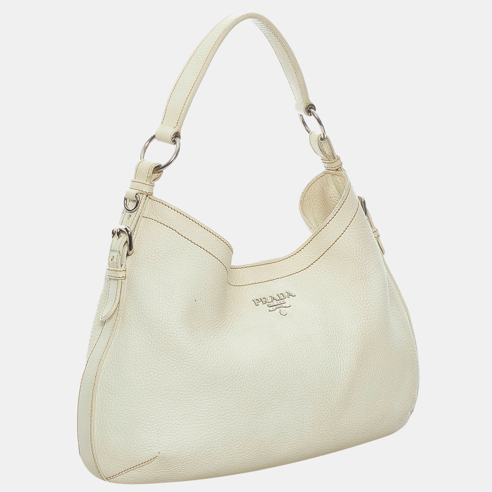 

Prada White Vitello Daino Tote Bag